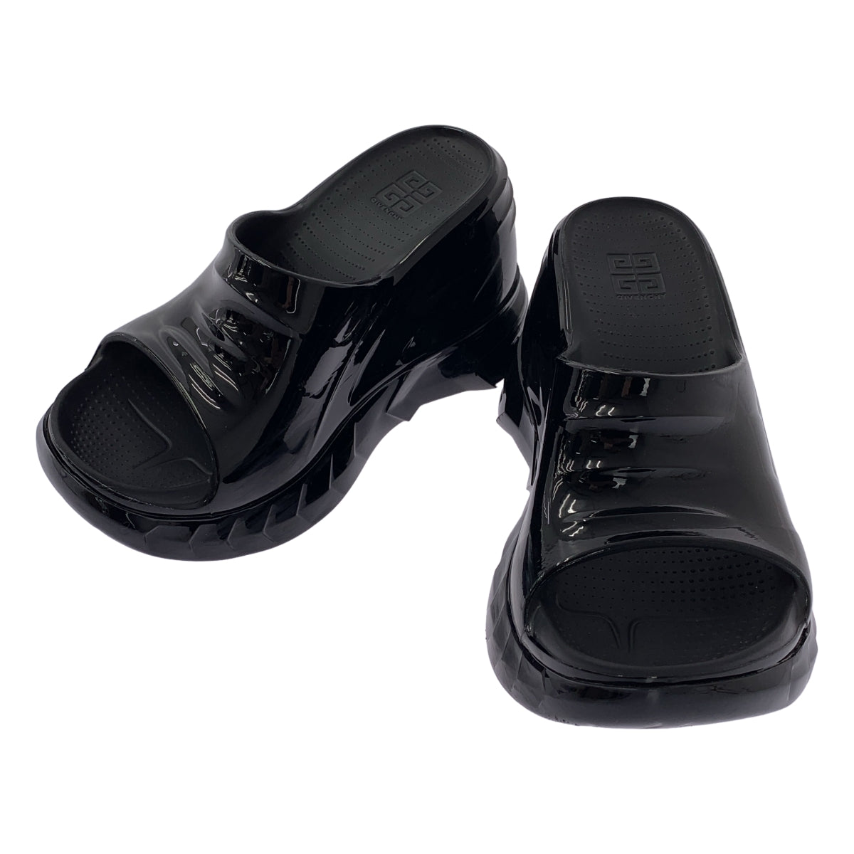 GIVENCHY / 지방시 | 특허 가죽 로고 플랫폼 샌들 | 35 | 여성