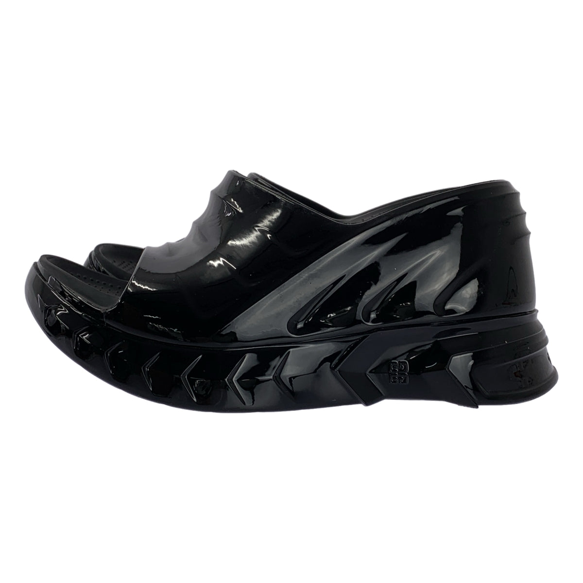 GIVENCHY / ジバンシィ | パテントレザー ロゴ プラットフォーム サンダル | 35 | レディース