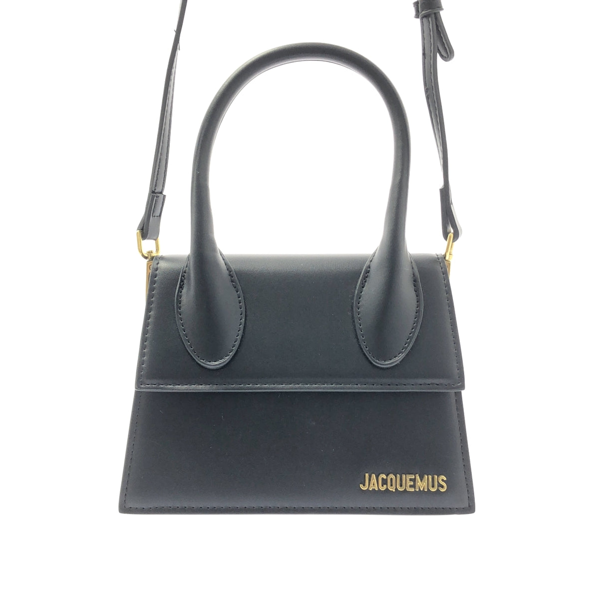 [狀況極佳] JACQUEMUS | Le Chiquito Moyen 雙向皮革標誌手提包配肩帶 | 黑色 | 女款