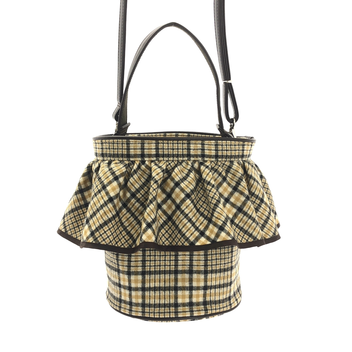 SETSUKO SAGITTAIRE | 雙向格紋荷葉邊包款 | 米色/棕色 | 女款