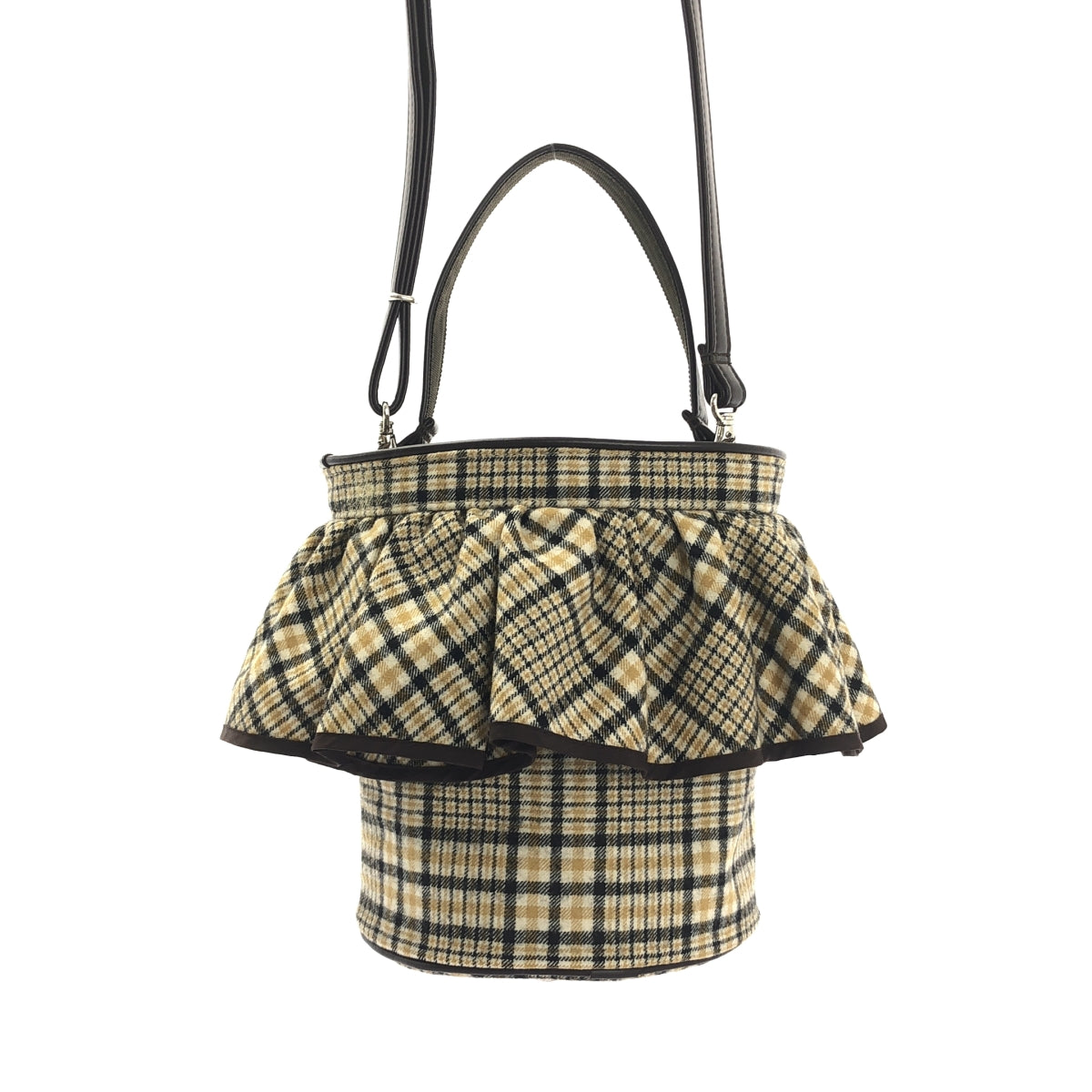 SETSUKO SAGITTAIRE | 雙向格紋荷葉邊包款 | 米色/棕色 | 女款