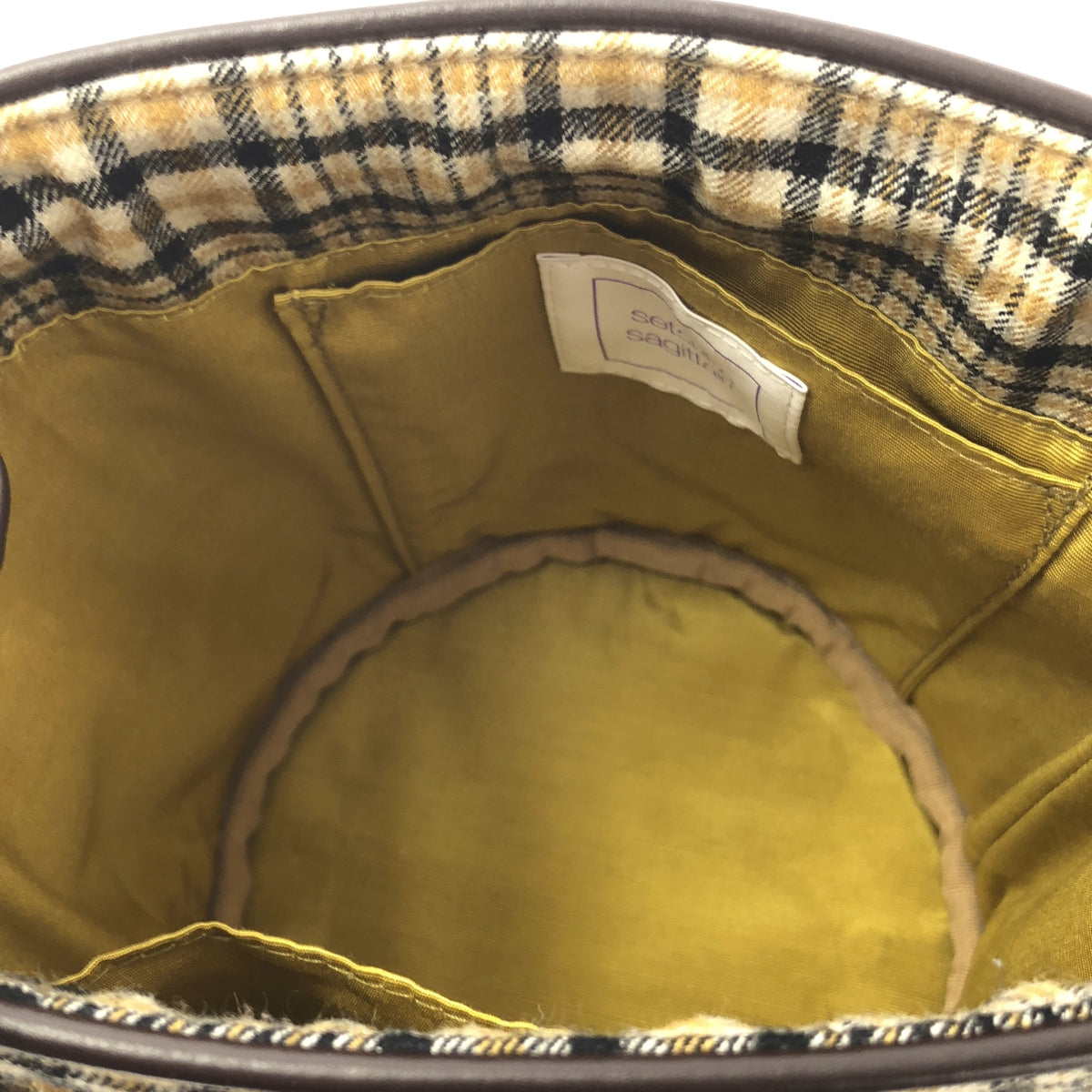 SETSUKO SAGITTAIRE | 雙向格紋荷葉邊包款 | 米色/棕色 | 女款