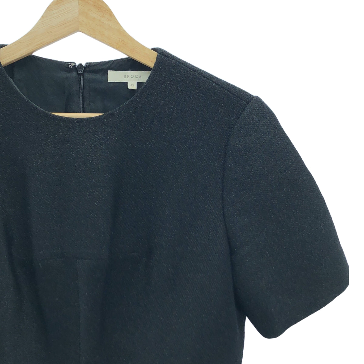 EPOCA / 에포카 | 나일론 코튼 울 라메 디자인 원피스 | 42 | 블랙 | 여성