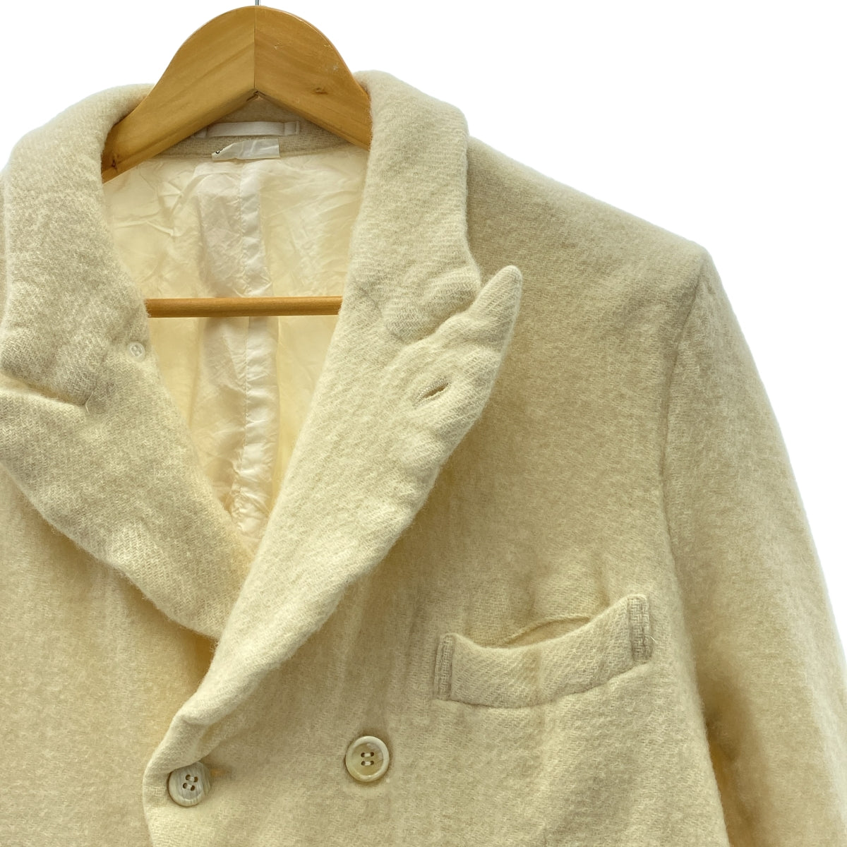 [狀況良好] COMME des GARÇONS HOMME PLUS | 2024 秋冬 |羊毛縮水雙排扣外套| SHOPBOP L 號 |灰白色|男士