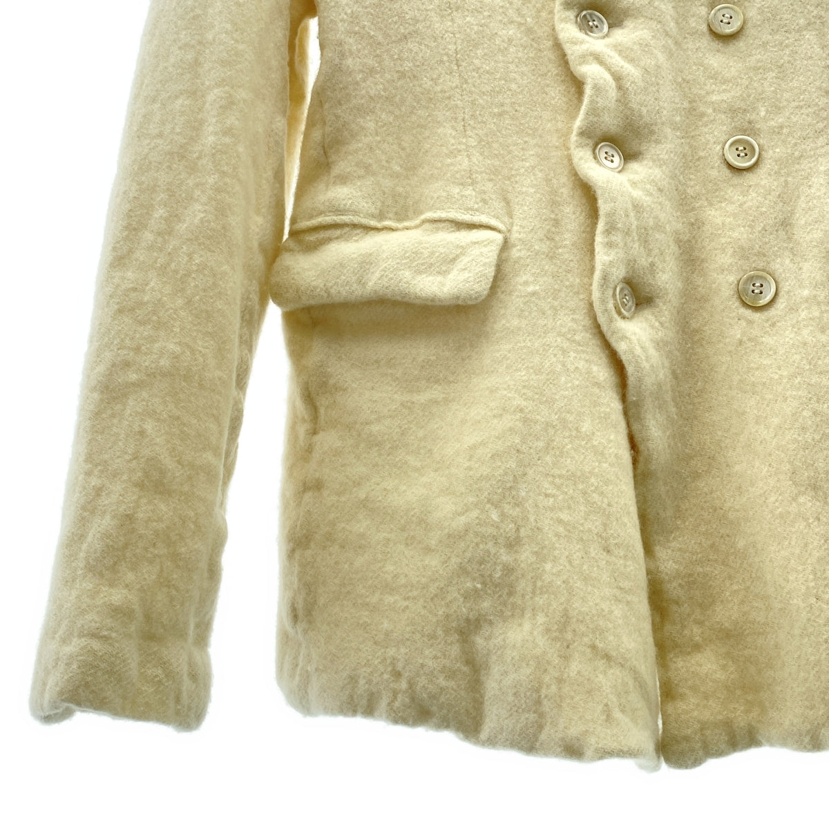 [狀況良好] COMME des GARÇONS HOMME PLUS | 2024 秋冬 |羊毛縮水雙排扣外套| SHOPBOP L 號 |灰白色|男士