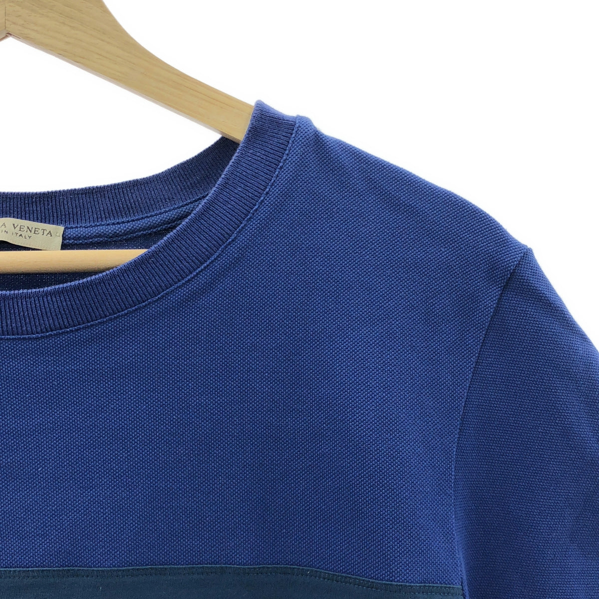 BOTTEGA VENETA / ボッテガヴェネタ | コットン バイカラー クルーネック Tシャツ | 46 | ブルー | メンズ