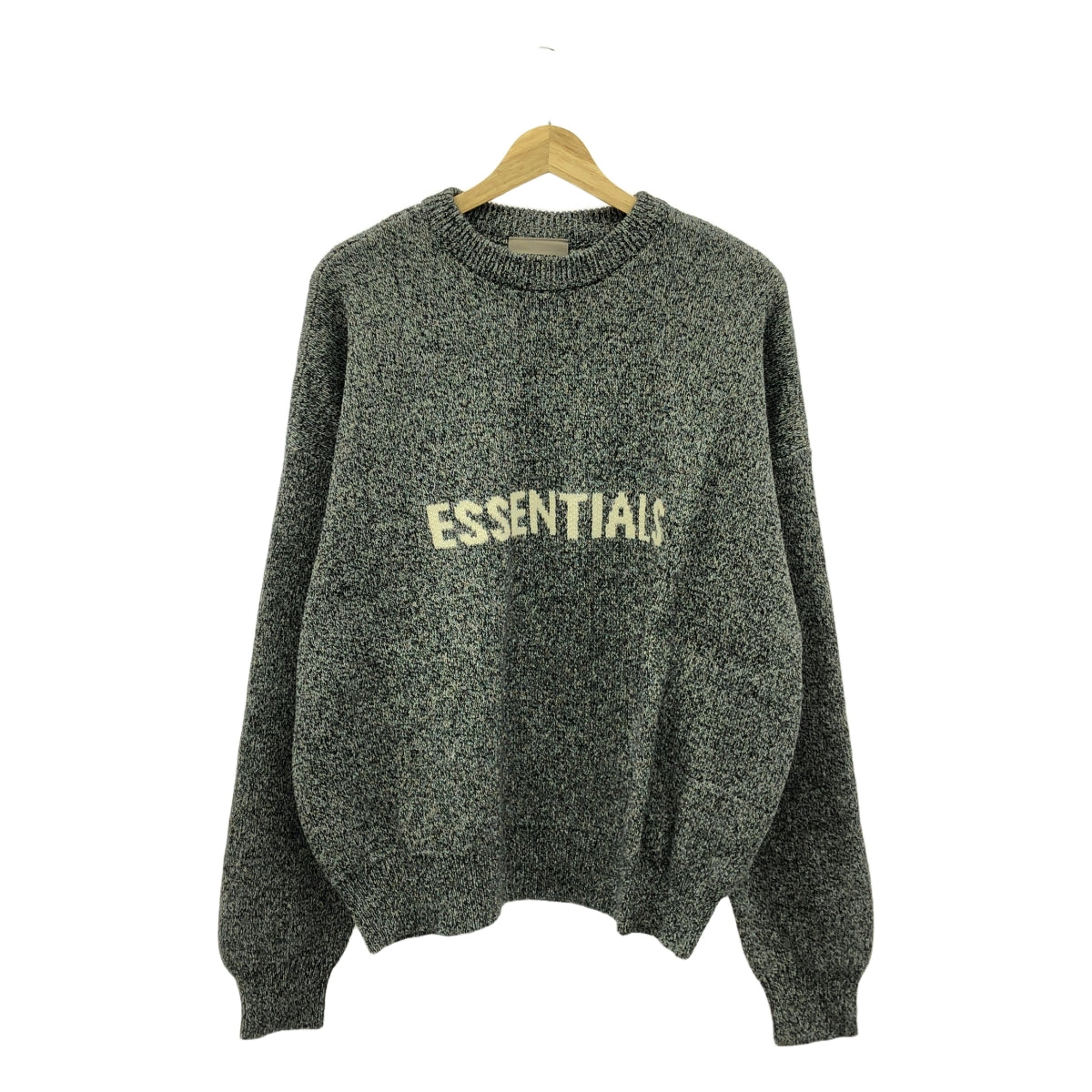 【美品】  FOG ESSENTIALS / エフオージーエッセンシャルズ | KNIT SWEATER ロゴ クルーネック ニット | S | グレー | メンズ