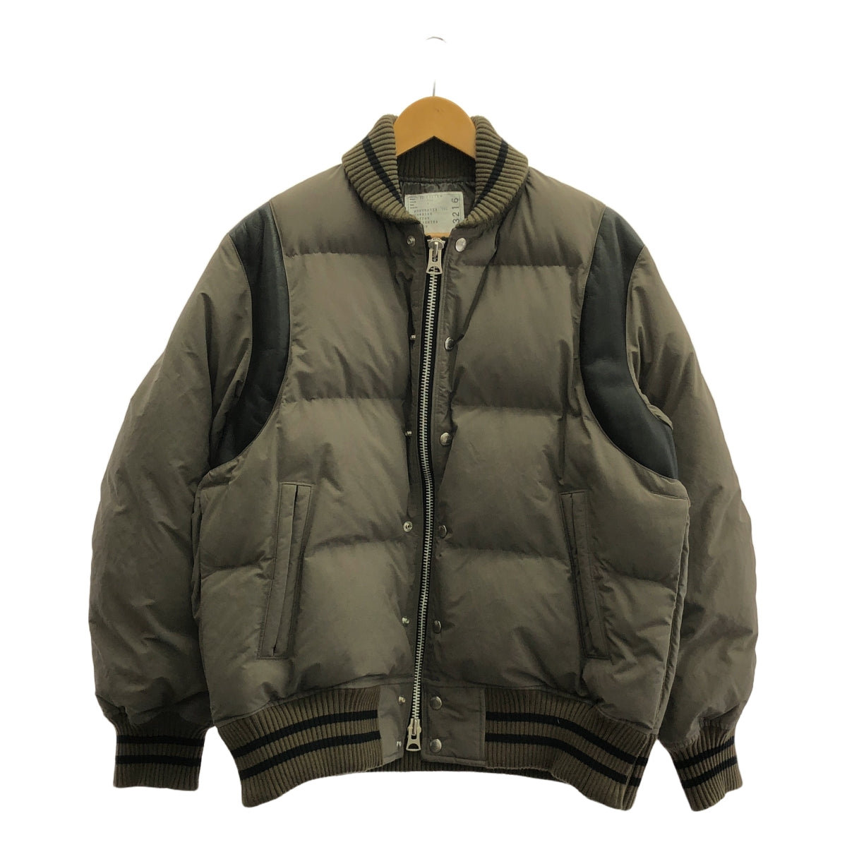 sacai / サカイ | 2023AW | Padded Blouson レザー切替 ダウンブルゾン | 1 | オリーブ / ブラック | メンズ