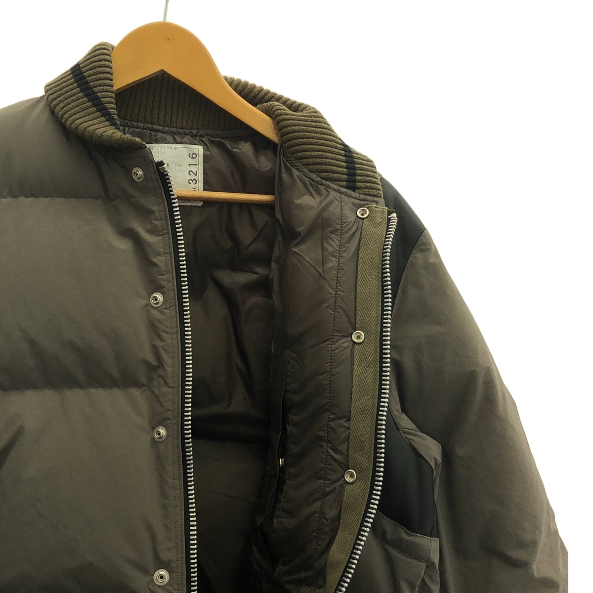 sacai / サカイ | 2023AW | Padded Blouson レザー切替 ダウンブルゾン | 1 | オリーブ / ブラック | メンズ