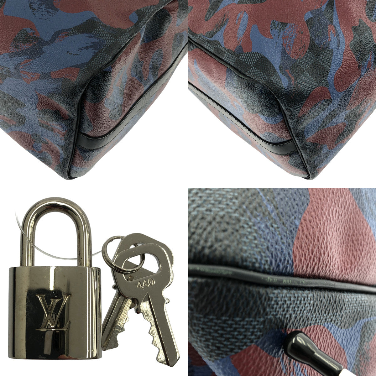 [品相良好] 路易威登 | DU1176 Damier 迷彩 Keepall Bandouliere 45 波士頓包 | 藍 / 黑 / 紅 | 女款