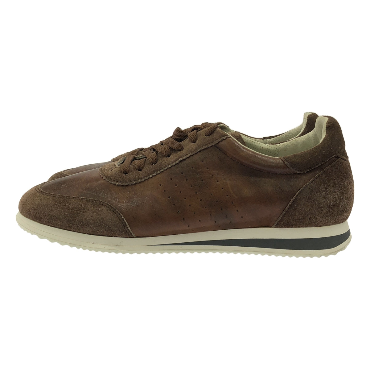 【美品】  BRUNELLO CUCINELLI / ブルネロクチネリ | レザー ローカットスニーカー | 42 | ブラウン | メンズ