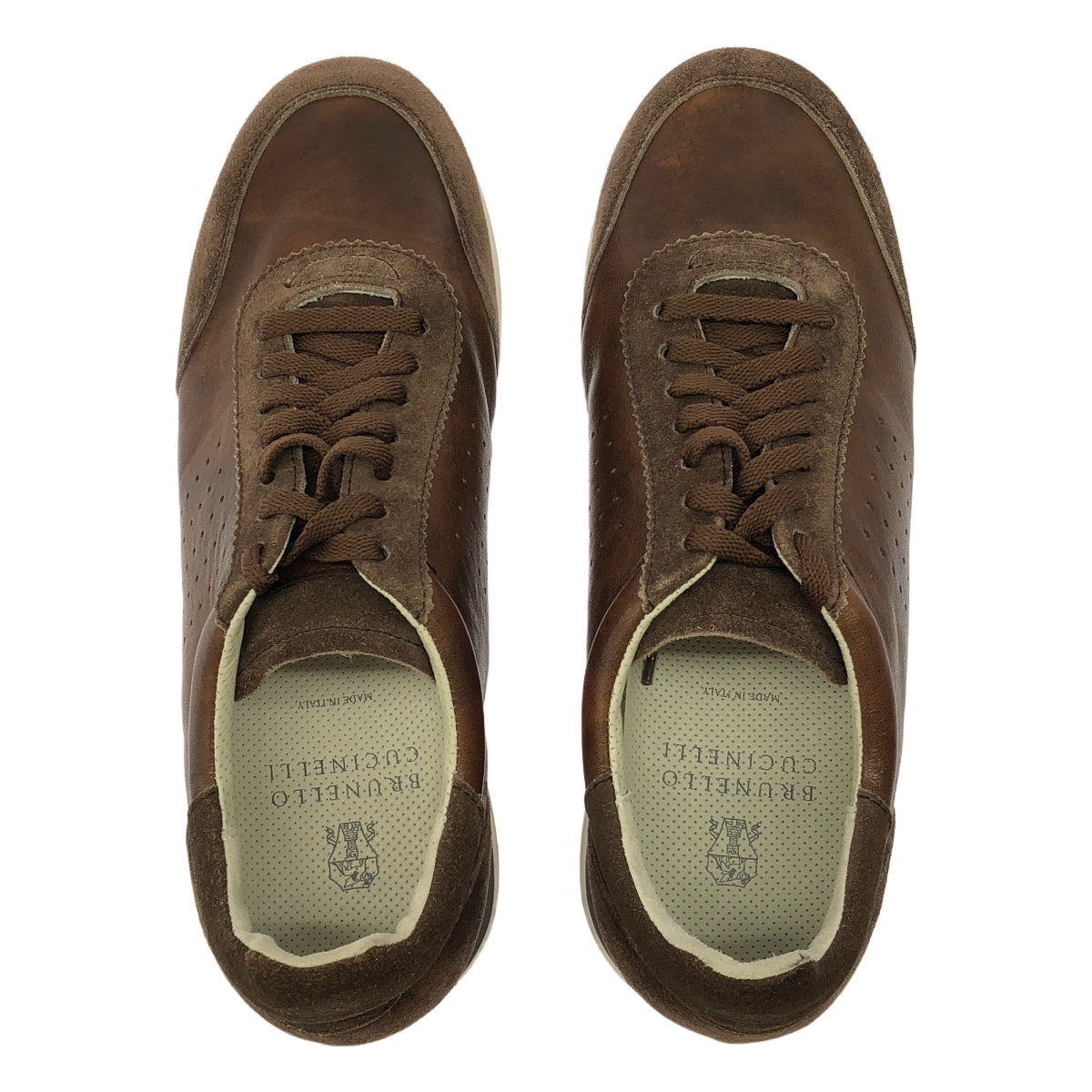 【美品】  BRUNELLO CUCINELLI / ブルネロクチネリ | レザー ローカットスニーカー | 42 | ブラウン | メンズ