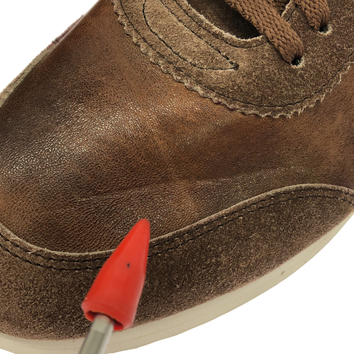 【미품】 BRUNELLO CUCINELLI / 브루네로쿠치네리 | 가죽 로우 컷 운동화 | 42 | 브라운 | 남성