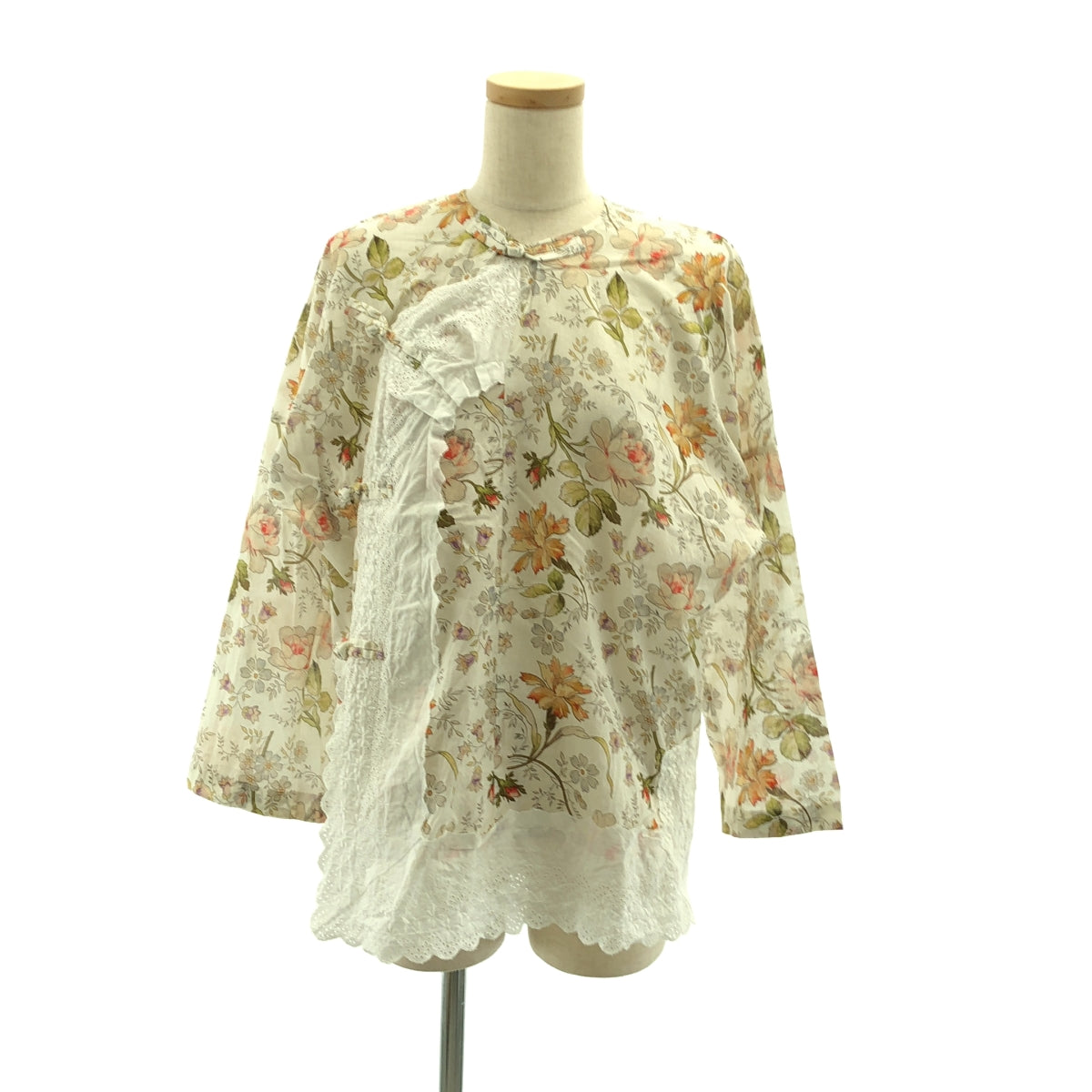 tricot COMME des GARÇONS | 2021 春夏 | 滿版花卉蕾絲拼接中式襯衫 | S 碼 | 女款