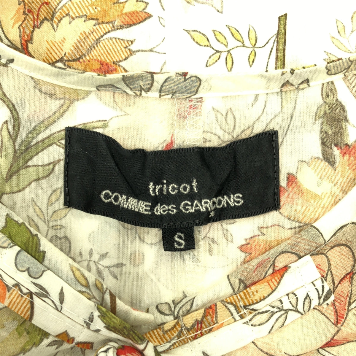 tricot COMME des GARCONS / 트리코콤 데 갤슨 | 2021SS | 총 무늬 꽃 레이스 도킹 중국 셔츠 블라우스 | S |