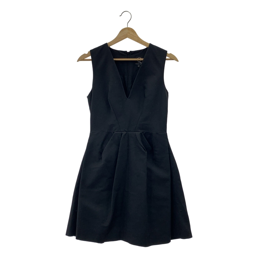 【美品】  ALEXANDER MCQUEEN / アレキサンダーマックイーン | Vネック ミニドレス フレア ワンピース | 38 | ブラック | レディース