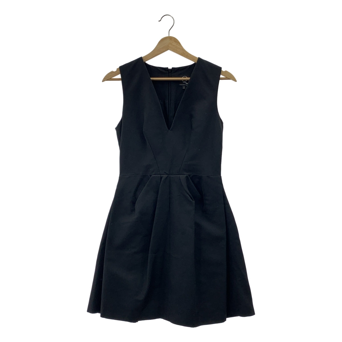 【美品】  ALEXANDER MCQUEEN / アレキサンダーマックイーン | Vネック ミニドレス フレア ワンピース | 38 | ブラック | レディース