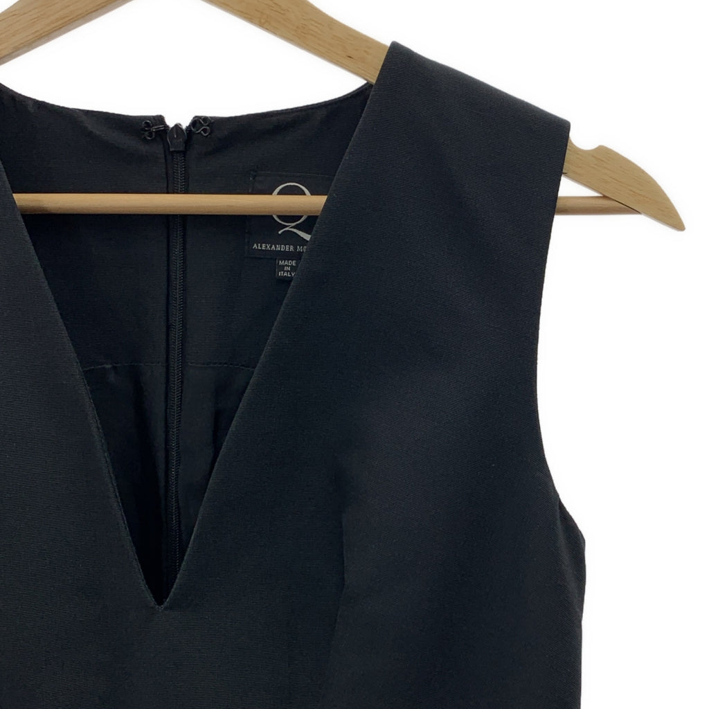 【美品】  ALEXANDER MCQUEEN / アレキサンダーマックイーン | Vネック ミニドレス フレア ワンピース | 38 | ブラック | レディース