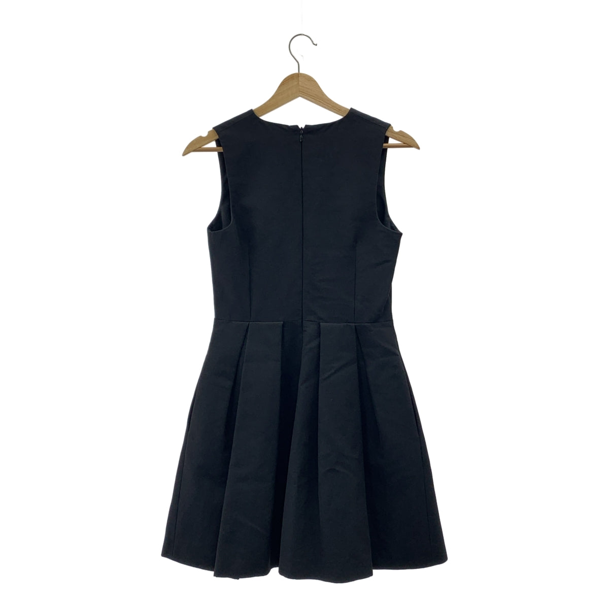 【美品】  ALEXANDER MCQUEEN / アレキサンダーマックイーン | Vネック ミニドレス フレア ワンピース | 38 | ブラック | レディース