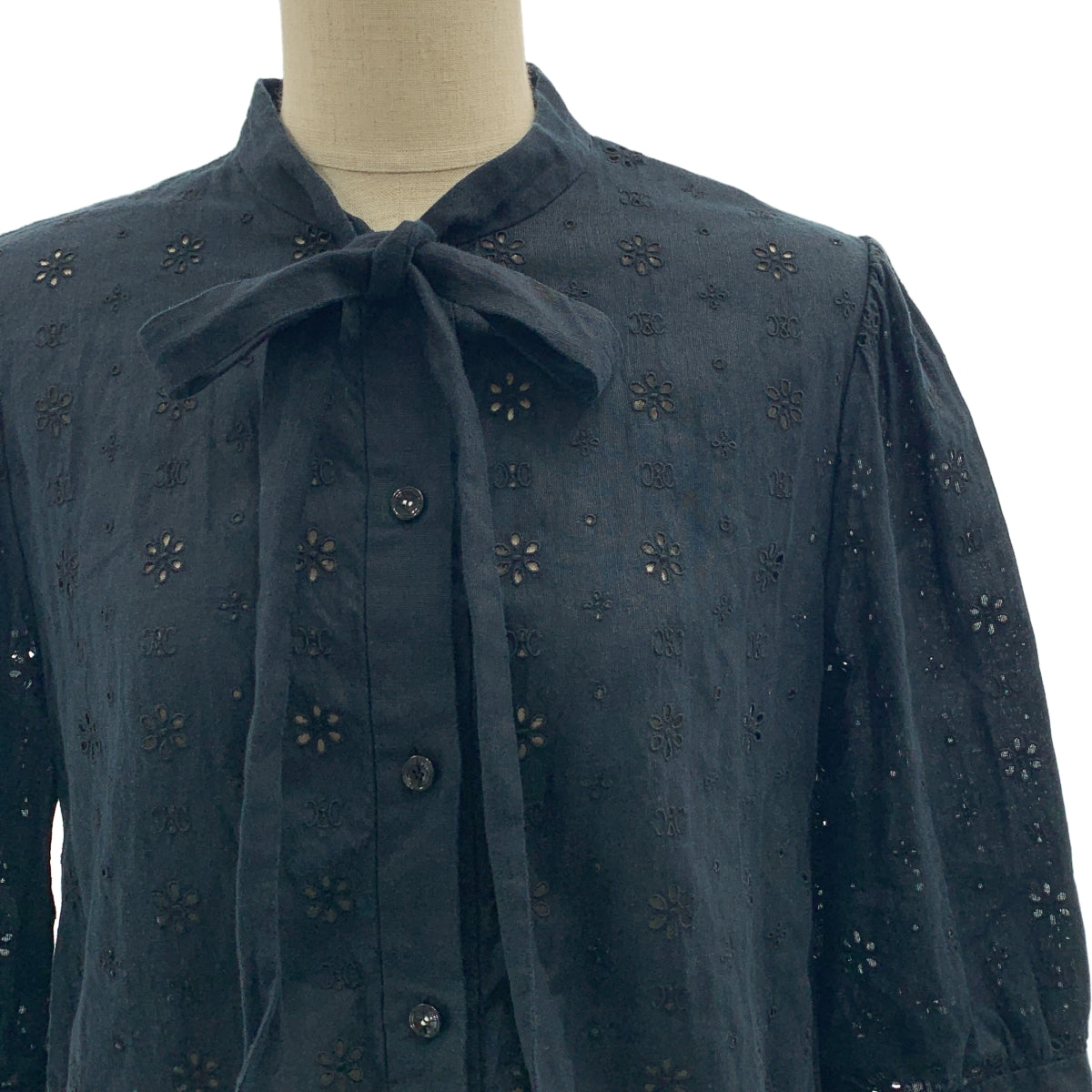 CELINE / 셀린느 | 린넨 코튼 리본 풀오버 블라우스 | 38 |