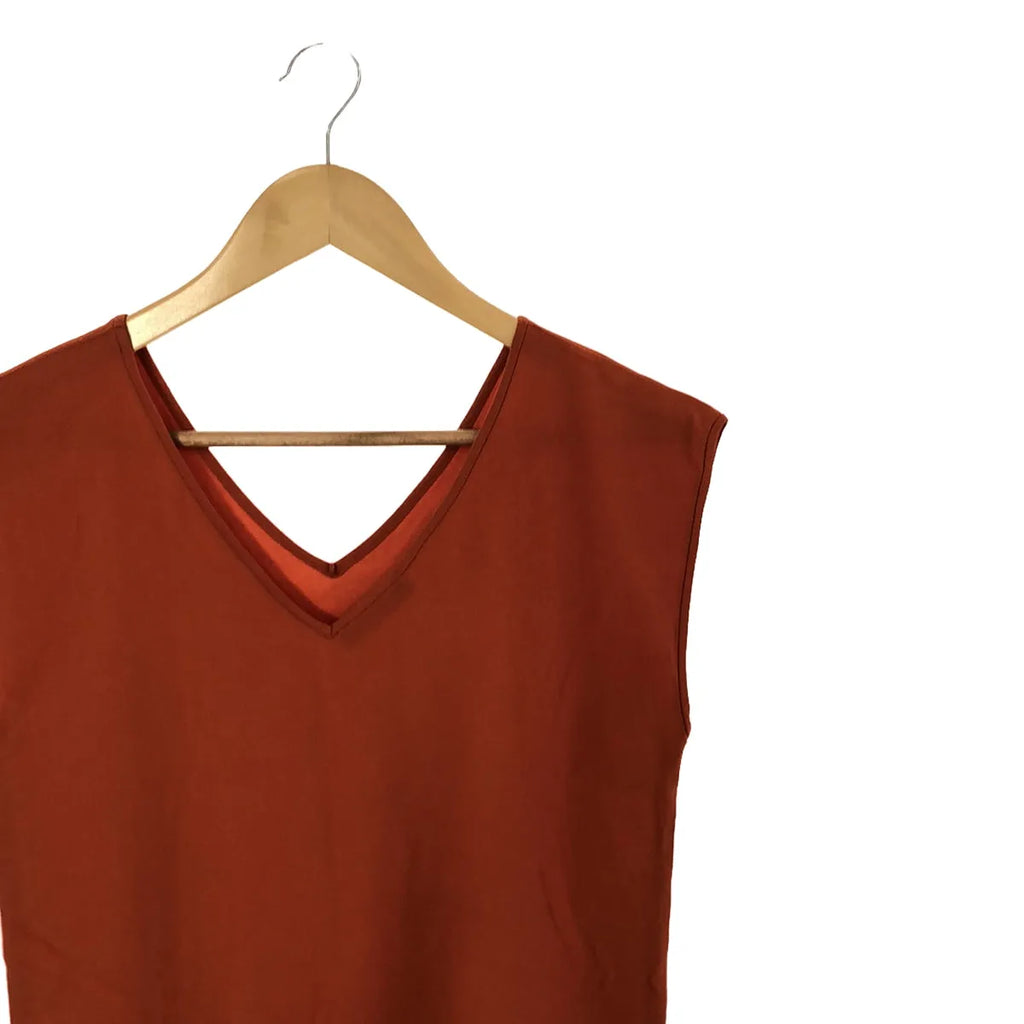 YOKO CHAN / ヨーコチャン | Vネック ノースリーブワンピース | F | オレンジ | レディース