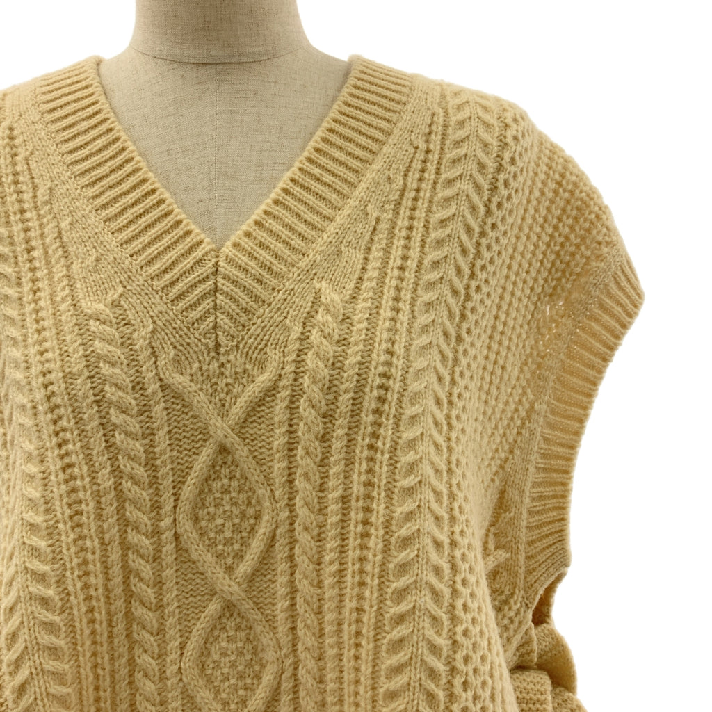 【美品】  tao COMME des GARCONS / タオコムデギャルソン | 2022AW | ウール リボン ケーブル アランニット ベスト | S | ベージュ | レディース