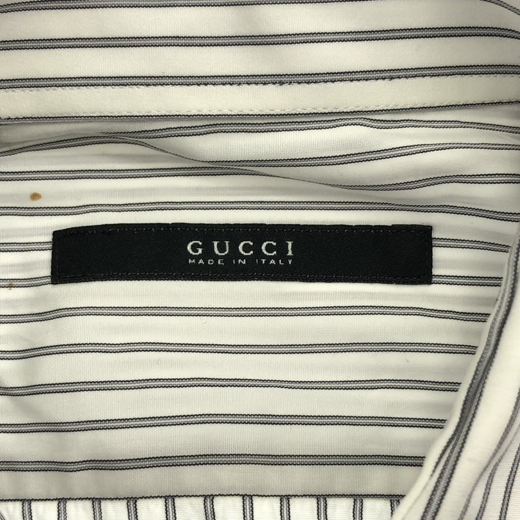 GUCCI | 條紋棉質長袖襯衫 | 40碼 | 白色/灰色 | 男款