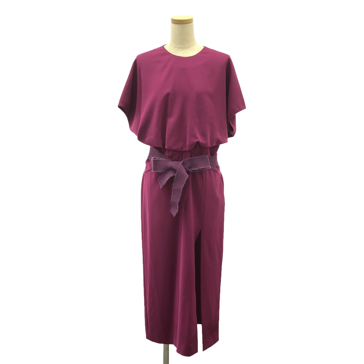 RED VALENTINO | Slit Skirt Short Sleeve Dress | 40 | Purple | Women's