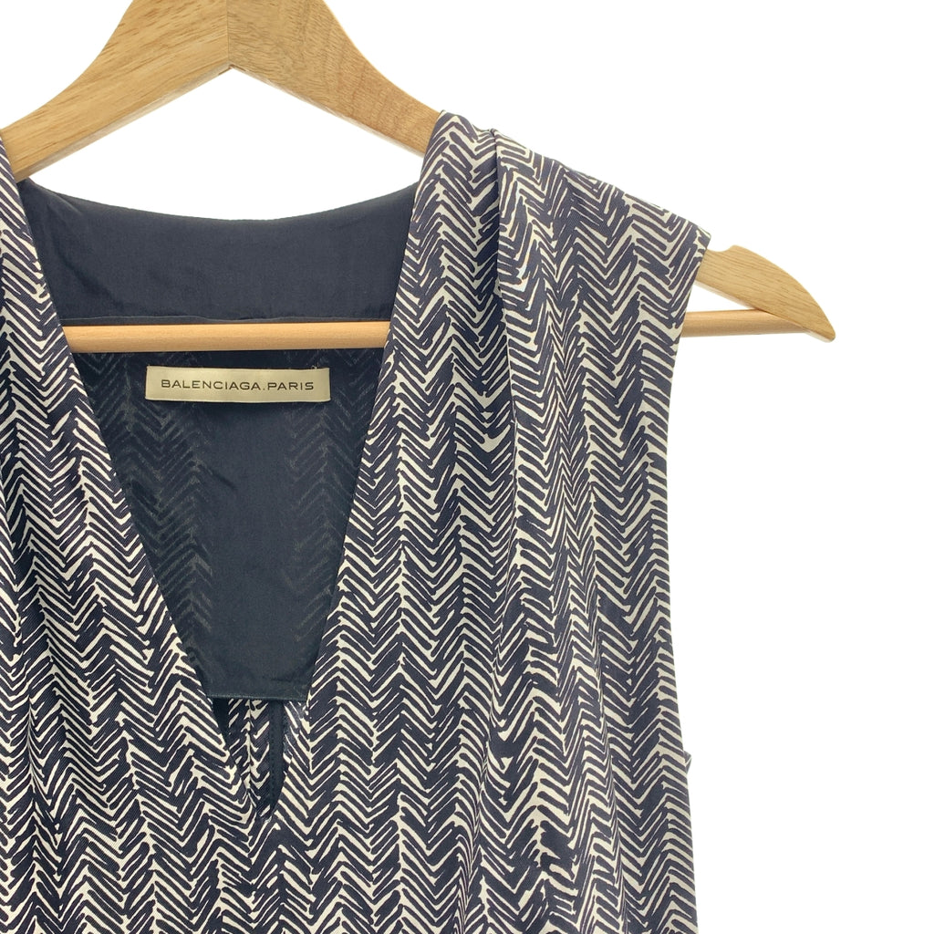 BALENCIAGA / 발렌시아가 | PARIS / 실크 총 무늬 프린트 V 넥 원피스 | S | 여성
