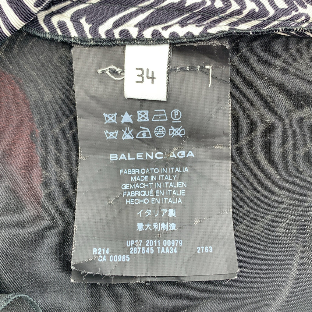 BALENCIAGA / 발렌시아가 | PARIS / 실크 총 무늬 프린트 V 넥 원피스 | S | 여성