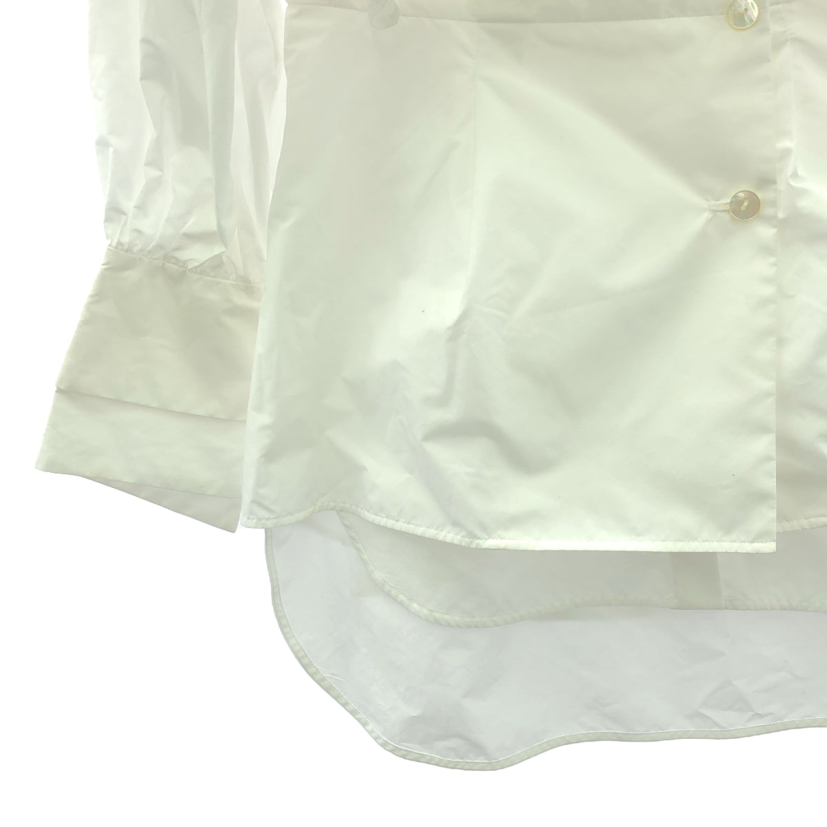 ENFOLD | 2-way cotton off-shoulder ruffle blouse / cotton band collar shirt | 38 | White | Women's