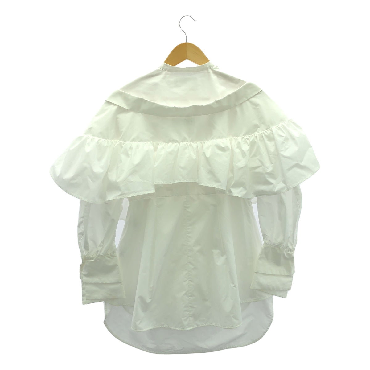 ENFOLD | 2-way cotton off-shoulder ruffle blouse / cotton band collar shirt | 38 | White | Women's