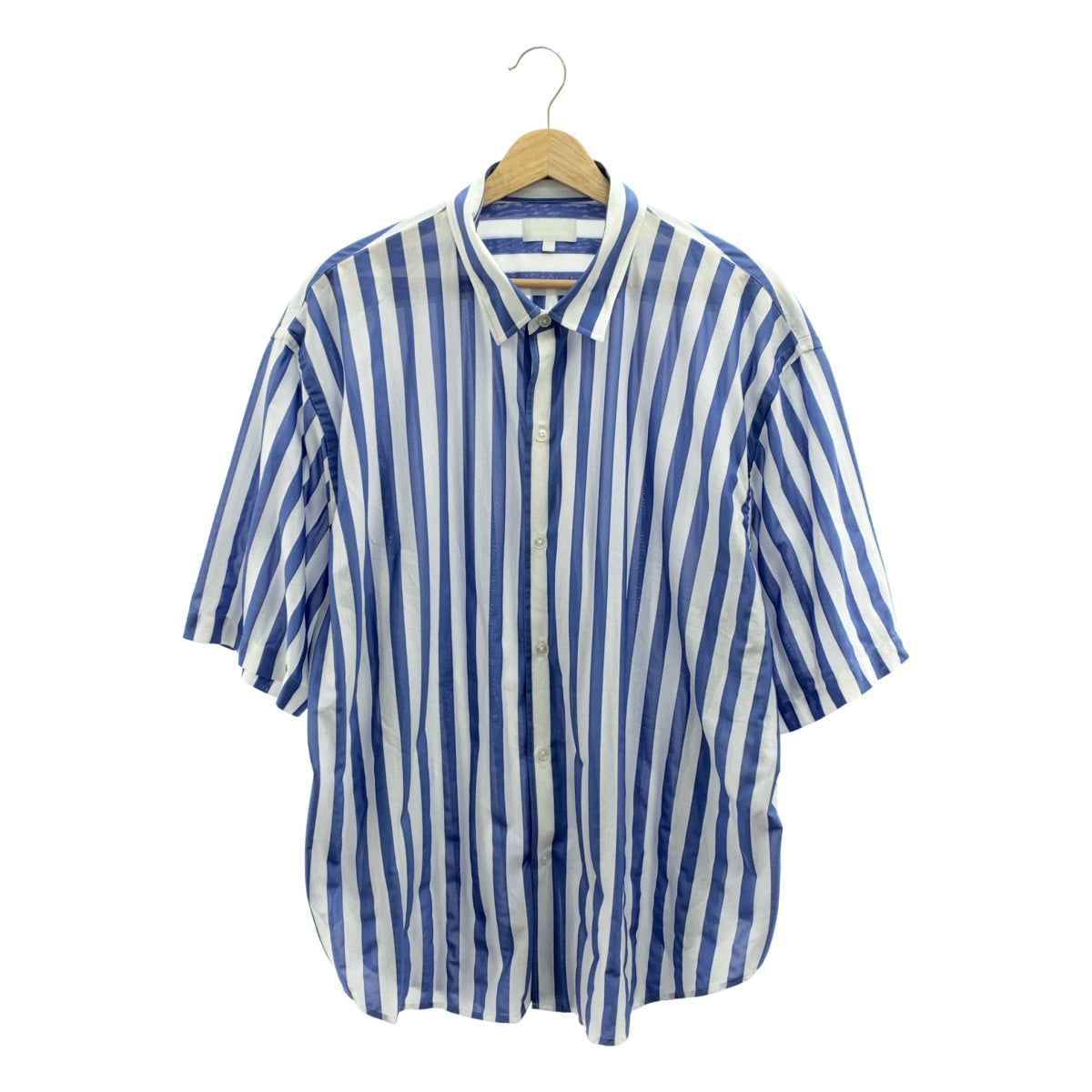 KANEMASA PHIL. / 카네마 사필 | Atmosphere Stripe S / S Shirt / 스트라이프 오버 실루엣 셔츠 | L | 남성