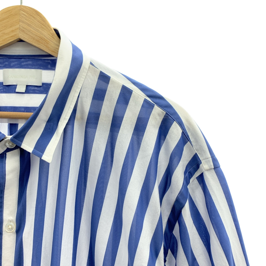 KANEMASA PHIL. / 카네마 사필 | Atmosphere Stripe S / S Shirt / 스트라이프 오버 실루엣 셔츠 | L | 남성