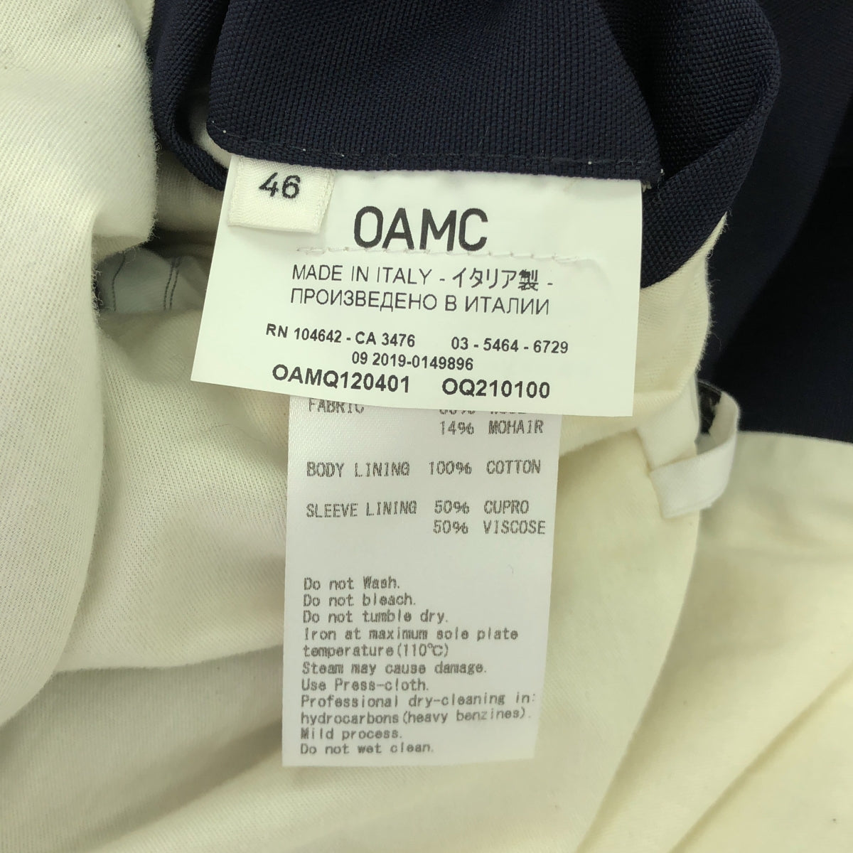 OAMC / OAMC |單層剪裁夾克 | 46 |海軍 |男士