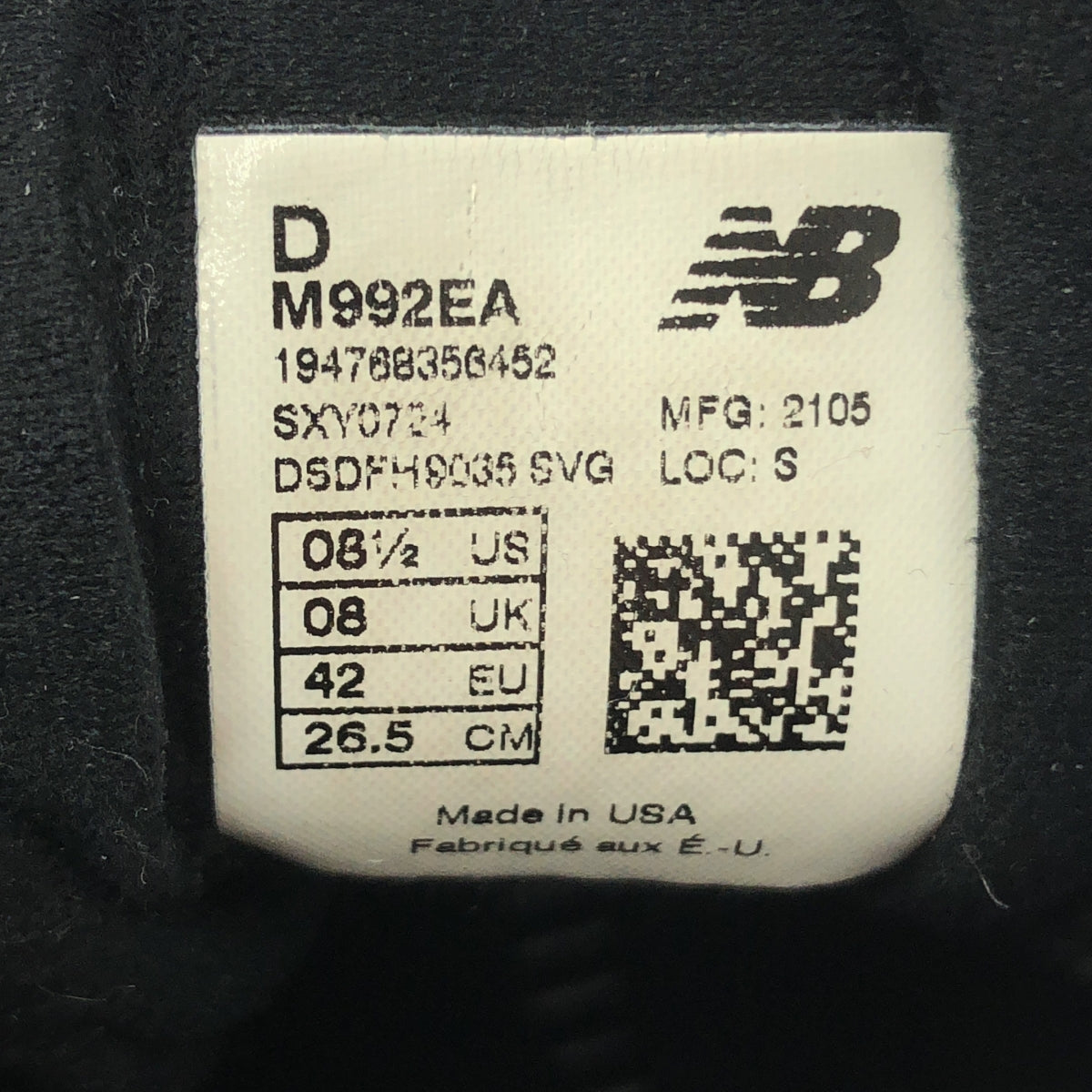 New Balance / 뉴 밸런스 | 992 TRIPLE BLACK 로우 컷 스니커즈 | 26.5 | 블랙 | 남성