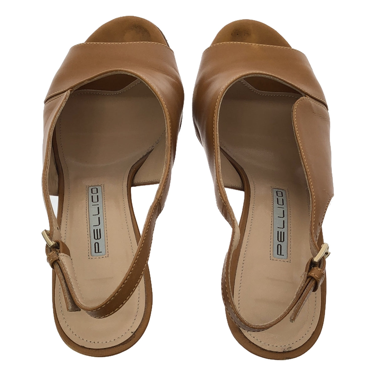 PELLICO | SAMI 80 Leather Backstrap Heeled Sandals | 38 | Camel | Women's