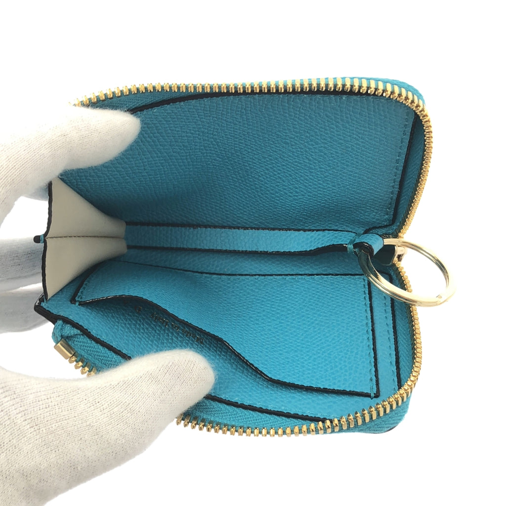 【成色極佳】Valextra 圓形拉鍊零錢包 | 藍色