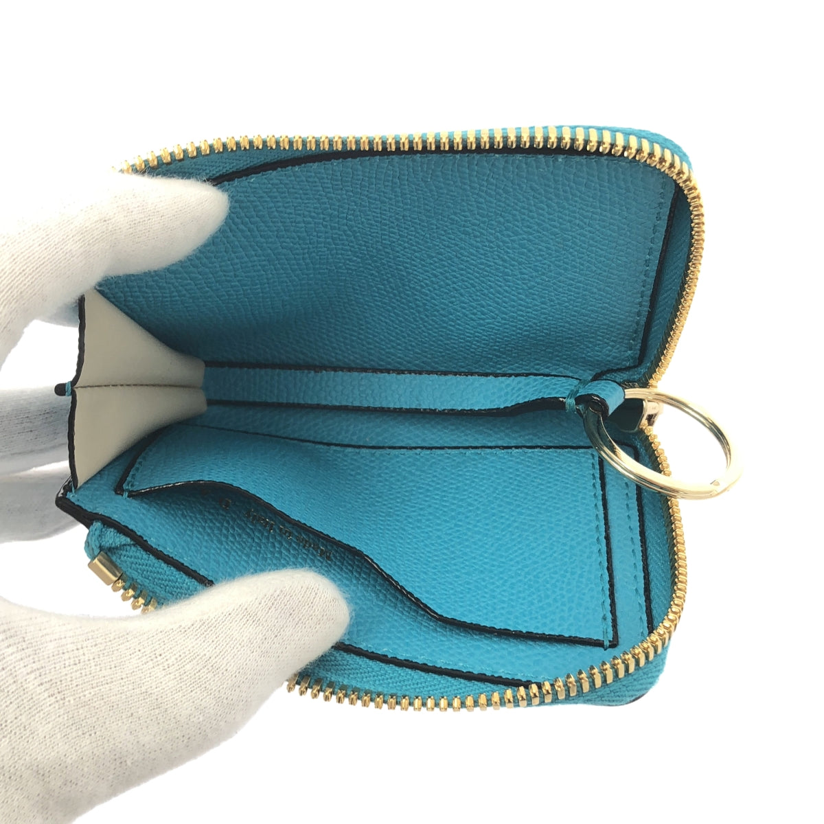 【成色極佳】Valextra 圓形拉鍊零錢包 | 藍色