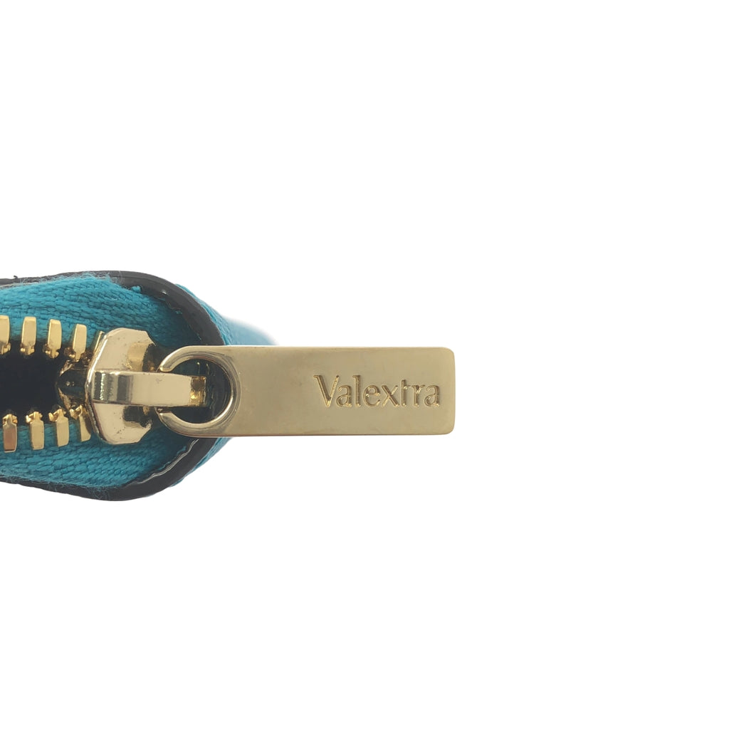 【成色極佳】Valextra 圓形拉鍊零錢包 | 藍色