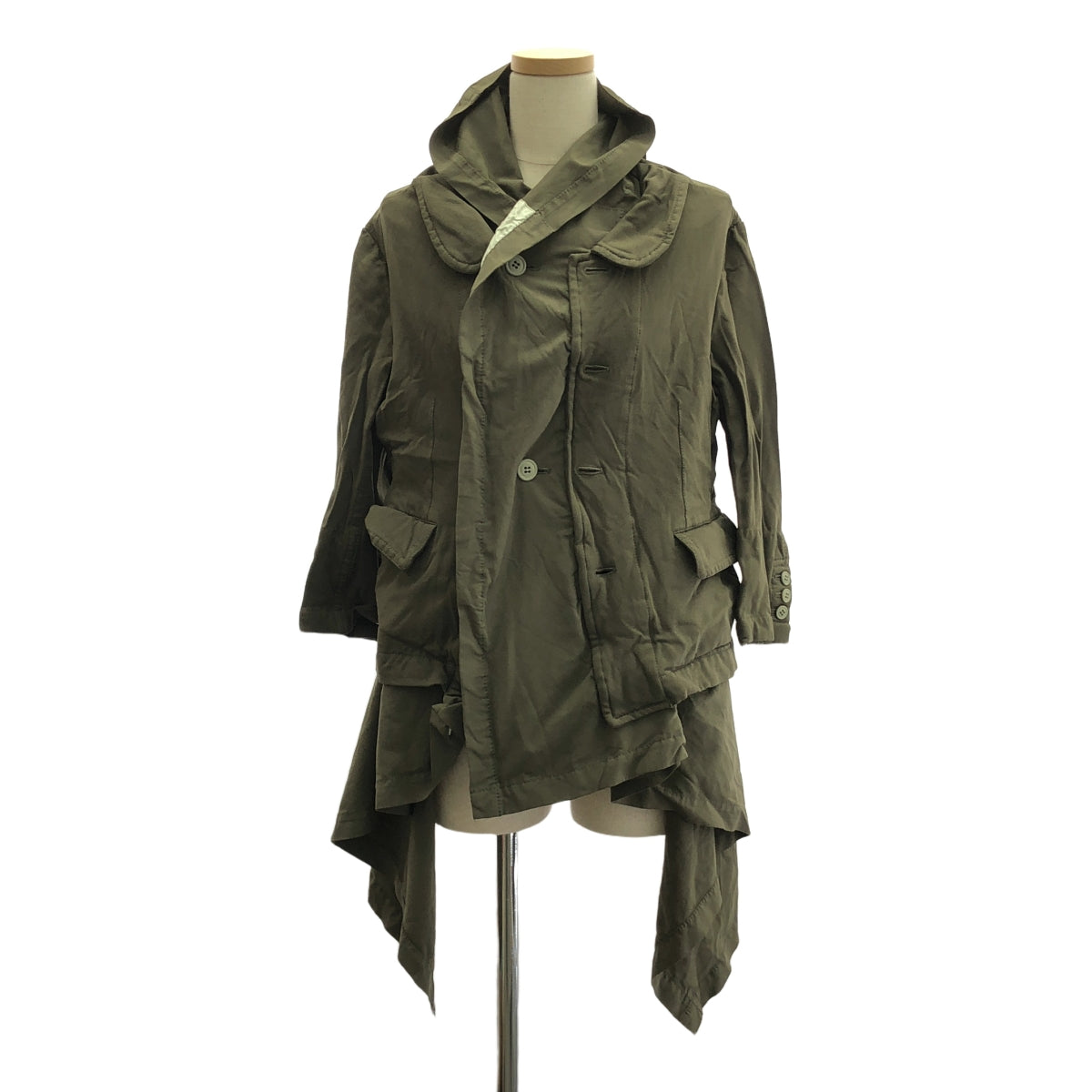 COMME des GARCONS / 컴데 갤슨 | 2009AW | 폴리 에스테르 염색 가공 변형 도킹 컷 아웃 밀리터리 재킷 | M | 올리브 | 여성