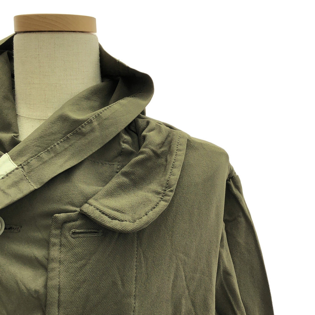 COMME des GARCONS / 컴데 갤슨 | 2009AW | 폴리 에스테르 염색 가공 변형 도킹 컷 아웃 밀리터리 재킷 | M | 올리브 | 여성