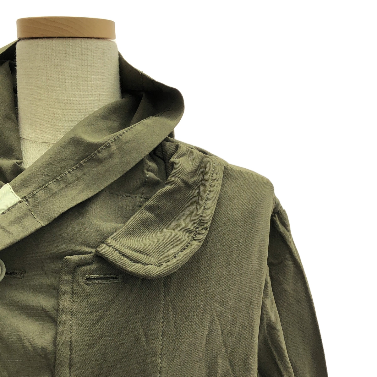 COMME des GARCONS / 컴데 갤슨 | 2009AW | 폴리 에스테르 염색 가공 변형 도킹 컷 아웃 밀리터리 재킷 | M | 올리브 | 여성