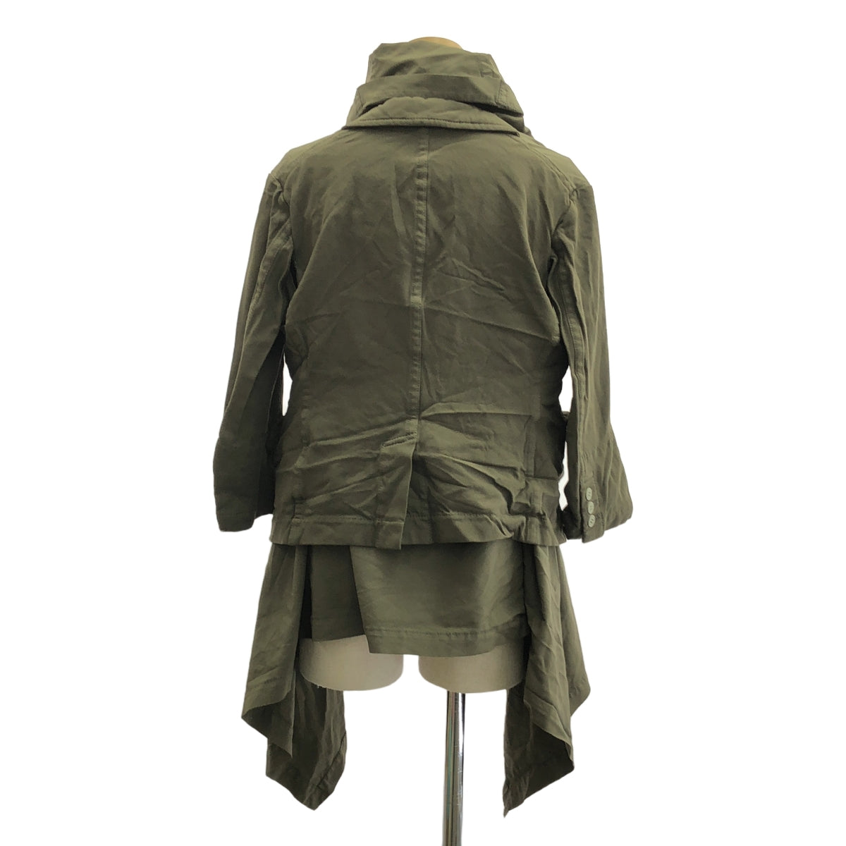 COMME des GARCONS / 컴데 갤슨 | 2009AW | 폴리 에스테르 염색 가공 변형 도킹 컷 아웃 밀리터리 재킷 | M | 올리브 | 여성