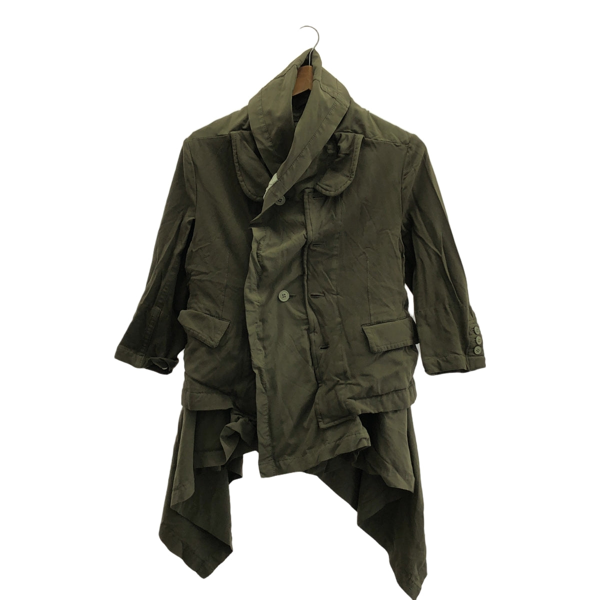 COMME des GARCONS / コムデギャルソン | 2009AW | ポリエステル 染め加工 変形 ドッキング カットアウト ミリタリー ジャケット | M | オリーブ | レディース