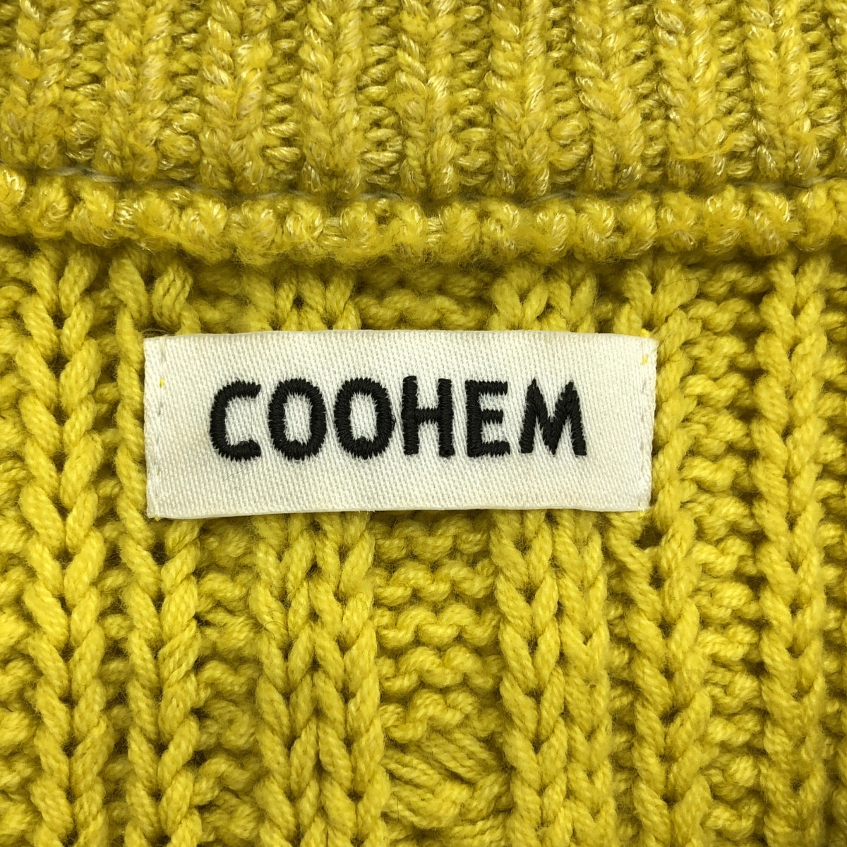 Coohem / コーヘン | コットン 模様編み ケーブル ニット セーター | 38 | イエロー | レディース