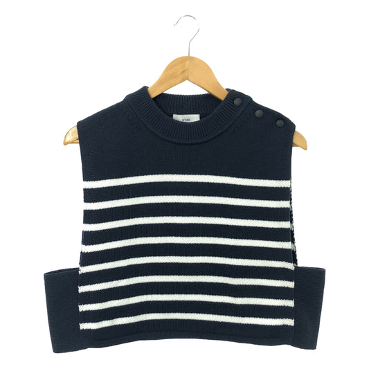 HYKE | 2022SS | STRIPED SWEATER CROPPED TOP Knit Vest | Navy/White | Women's