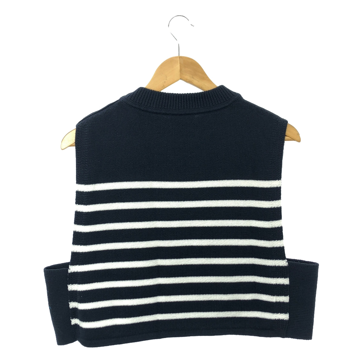 HYKE / ハイク | 2022SS | STRIPED SWEATER CROPPED TOP ニットベスト | ネイビー/ホワイト | レディース