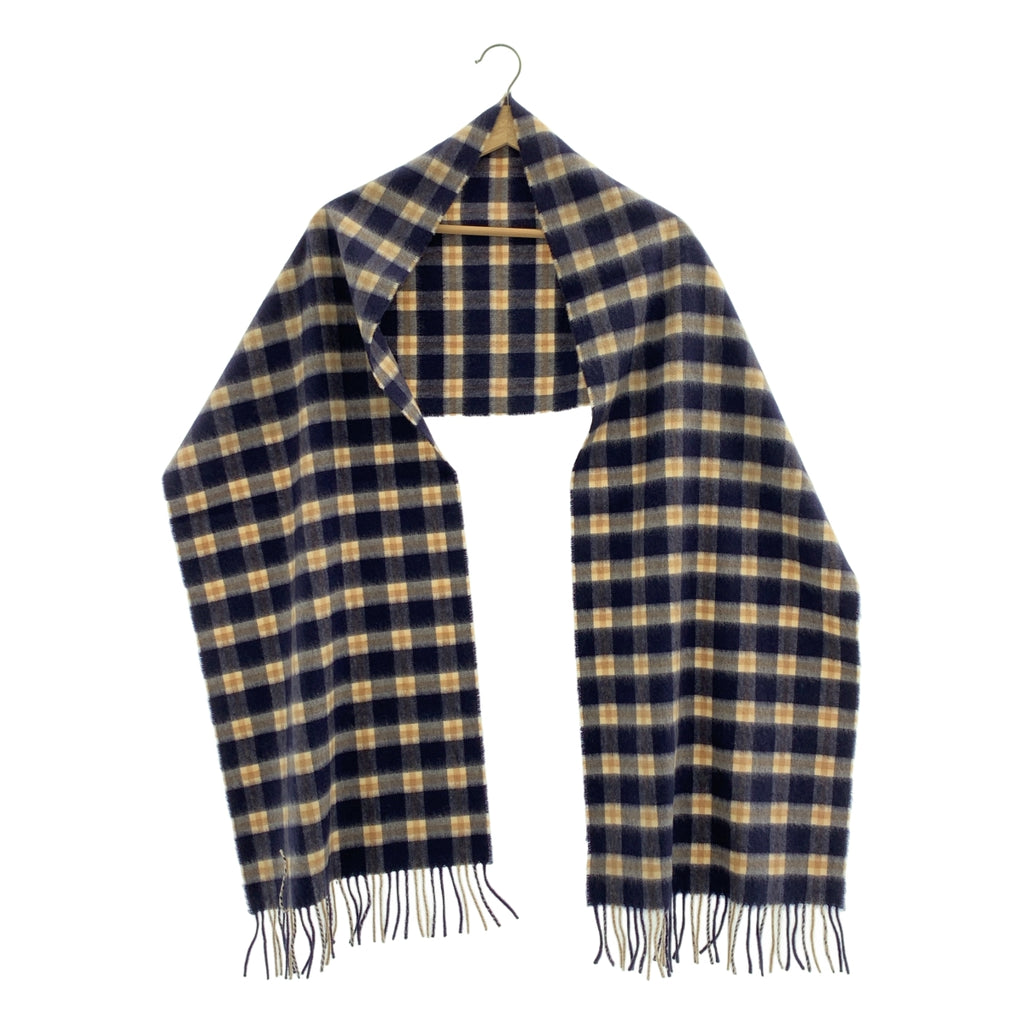 JOHNSTONS OF ELGIN / ジョンストンズオブエルガン | cashmere 100％ / カシミヤ チェック フリンジ ストール マフラー |
