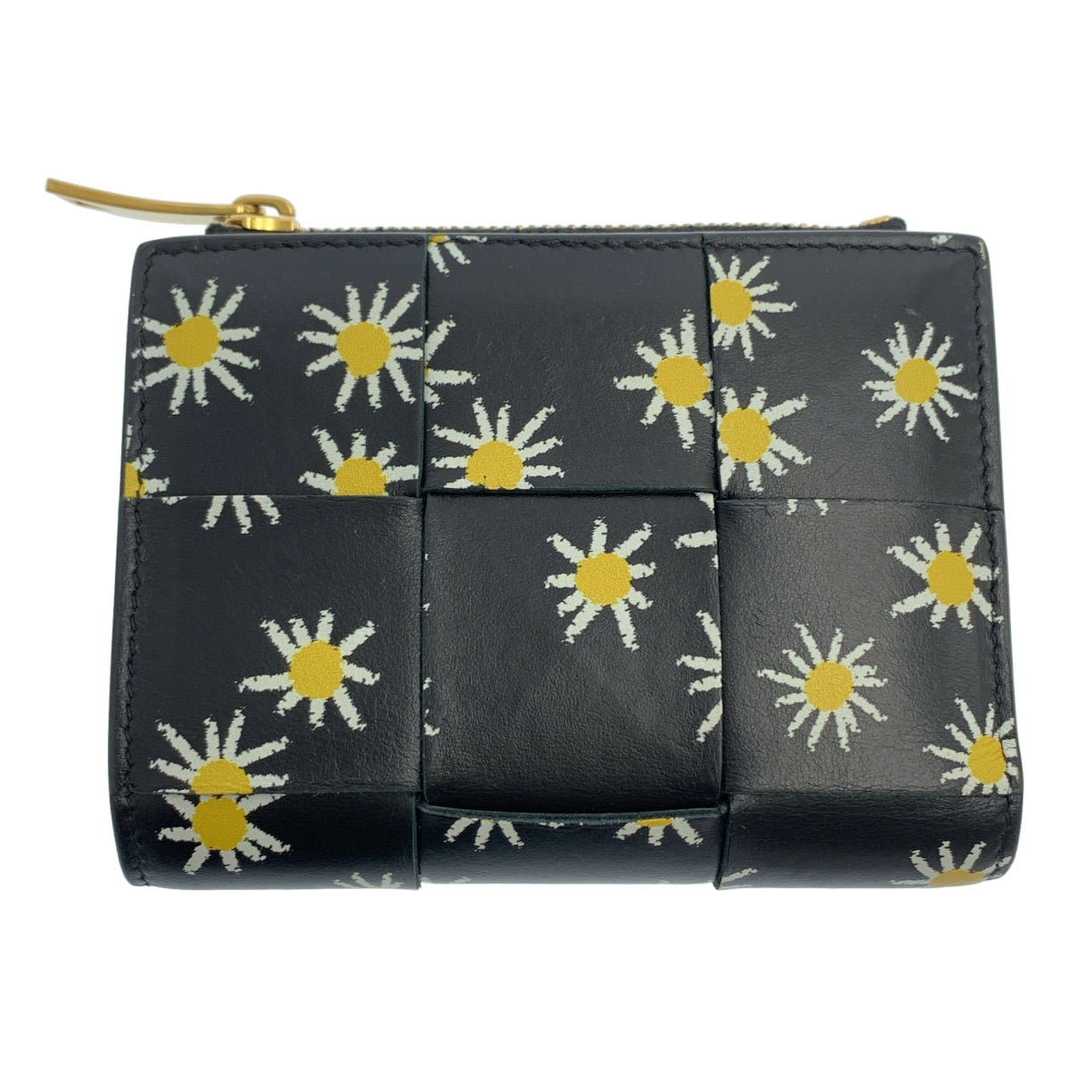 【美品】  BOTTEGA VENETA / ボッテガヴェネタ | イントレチャート スモールカセット ウォレット 二つ折り財布 | ブラック | レディース